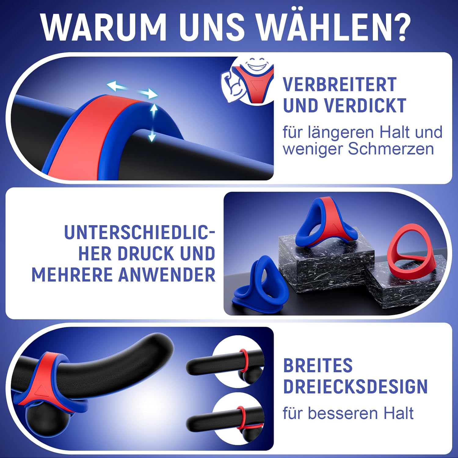 Cacuola Penisring Sex Spielzeug für die Paare Männer, 2 Stück Entfernbar Penisringe, Verstärkte Unterstützung & Verzögerung Penis Ring, Cockring Sexspielzeug für Paare Extrem Sex Toys, Penies Ring – Bild 2
