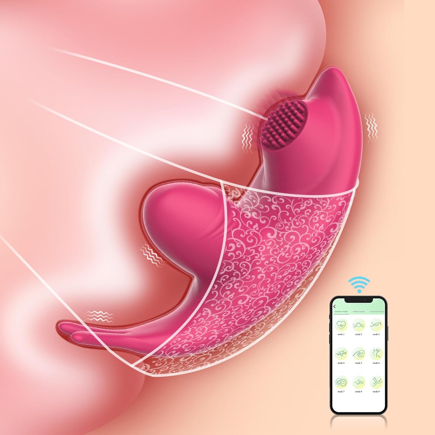 Butterfly Vibrator Vibration for Women Sex Toy with 9 Vibration Modes Swing Vibrator Love Balls for Women Vibro Egg with Bluetooth App Control for Travel Sex Toy for Women (Red-B) – Bild 6
