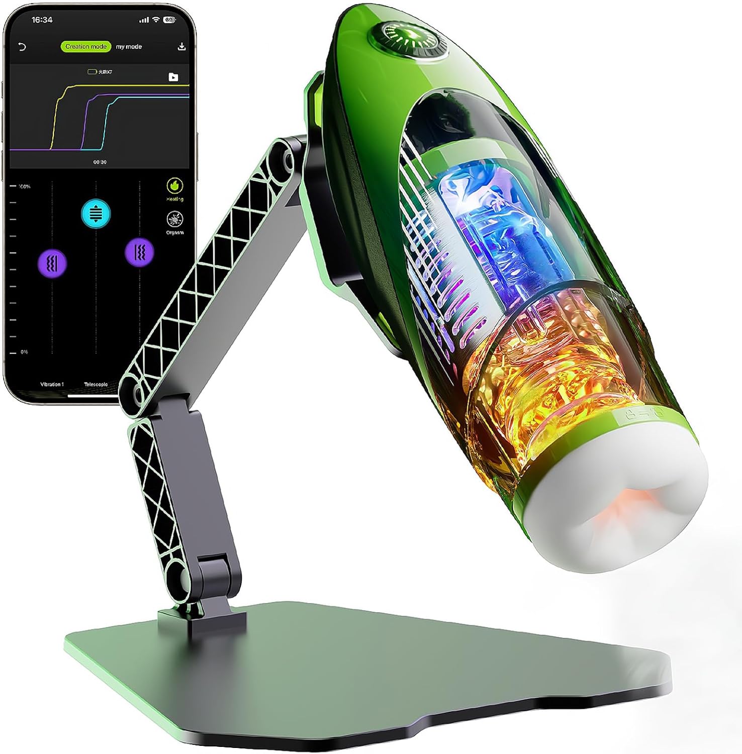 APP Electric Masturbator Man Hands-Free Cup, Sex Toy for Men, Masturbating for Men with 10 Modes Telescopic Function and Vibration (42° Heating)