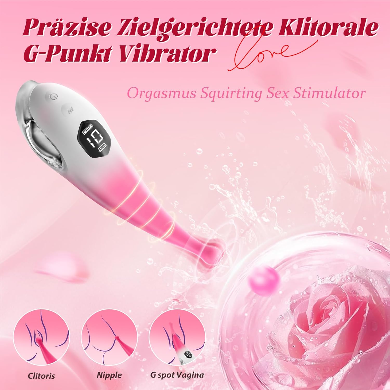 Rinofans Vibration for Women Clitoris Vibrator Sex Toy for Women and Couples Extreme Sex - G Spot Vibrators with 10 Mode Strong Quiet Clitoris Stimulator for Her Dildo Sex Toys for Men – Bild 2
