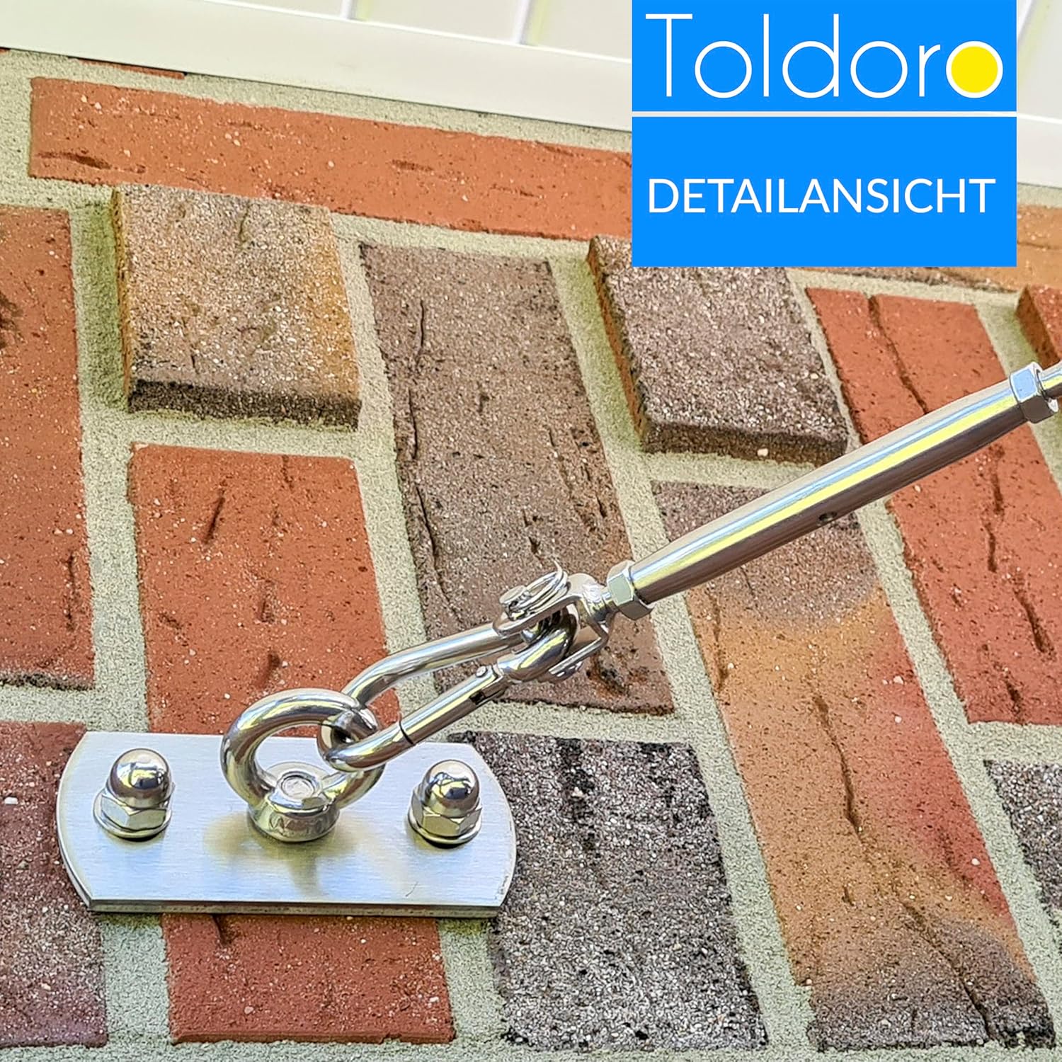 Toldoro® 2 x Ceiling Brackets Made of Stainless Steel Including Mounting Material/Rustproof Wall & Ceiling Hook with 400 kg Breaking Load/Attachment for Hanging Chairs, Sun Sail, Love Swing, Punch Bag – Bild 5