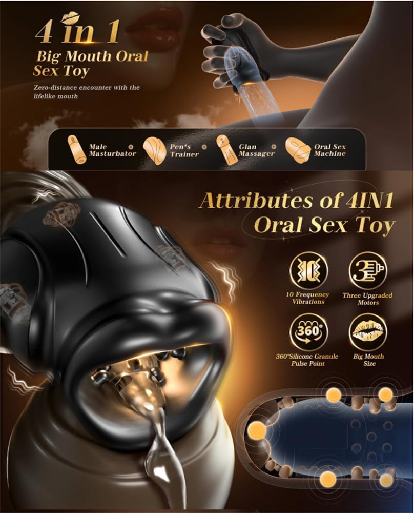 Masturbating for Men Sucking 4-in-1 Masturbating for Men Electric with Mouth-Shaped Mouth Gag Sex Toys Sex Toys Vibrator with 10 Modes – Bild 2
