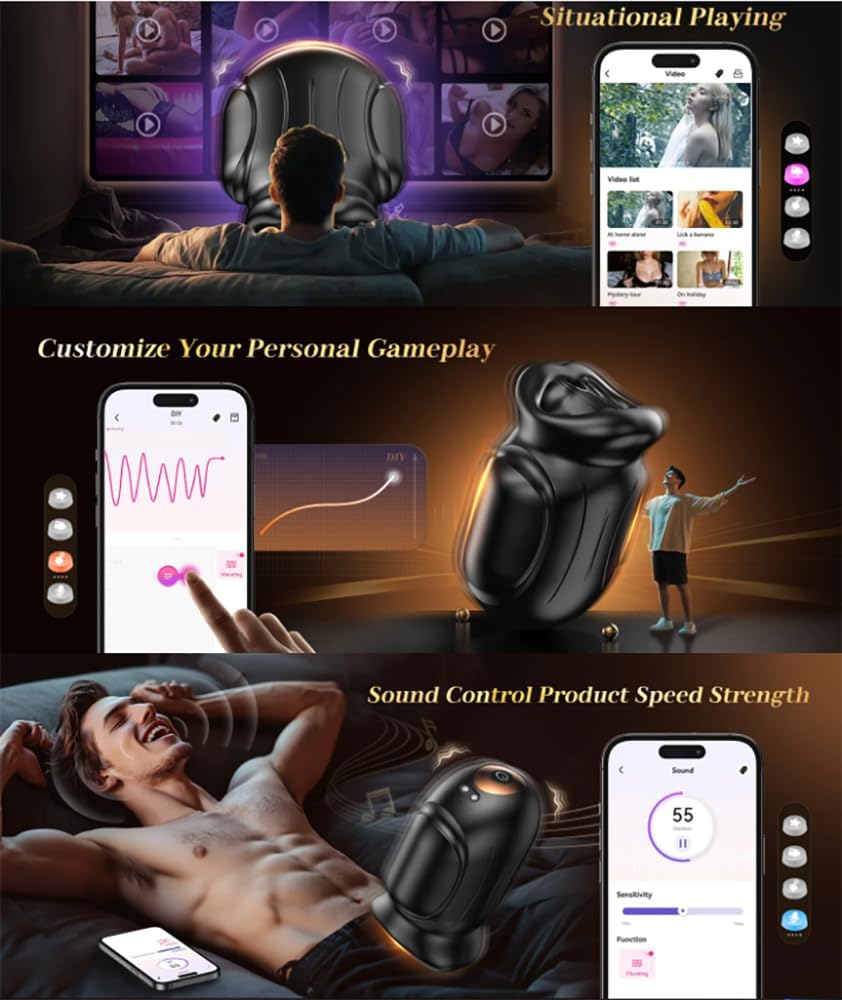 Masturbating for Men Sucking 4-in-1 Masturbating for Men Electric with Mouth-Shaped Mouth Gag Sex Toys Sex Toys Vibrator with 10 Modes – Bild 6