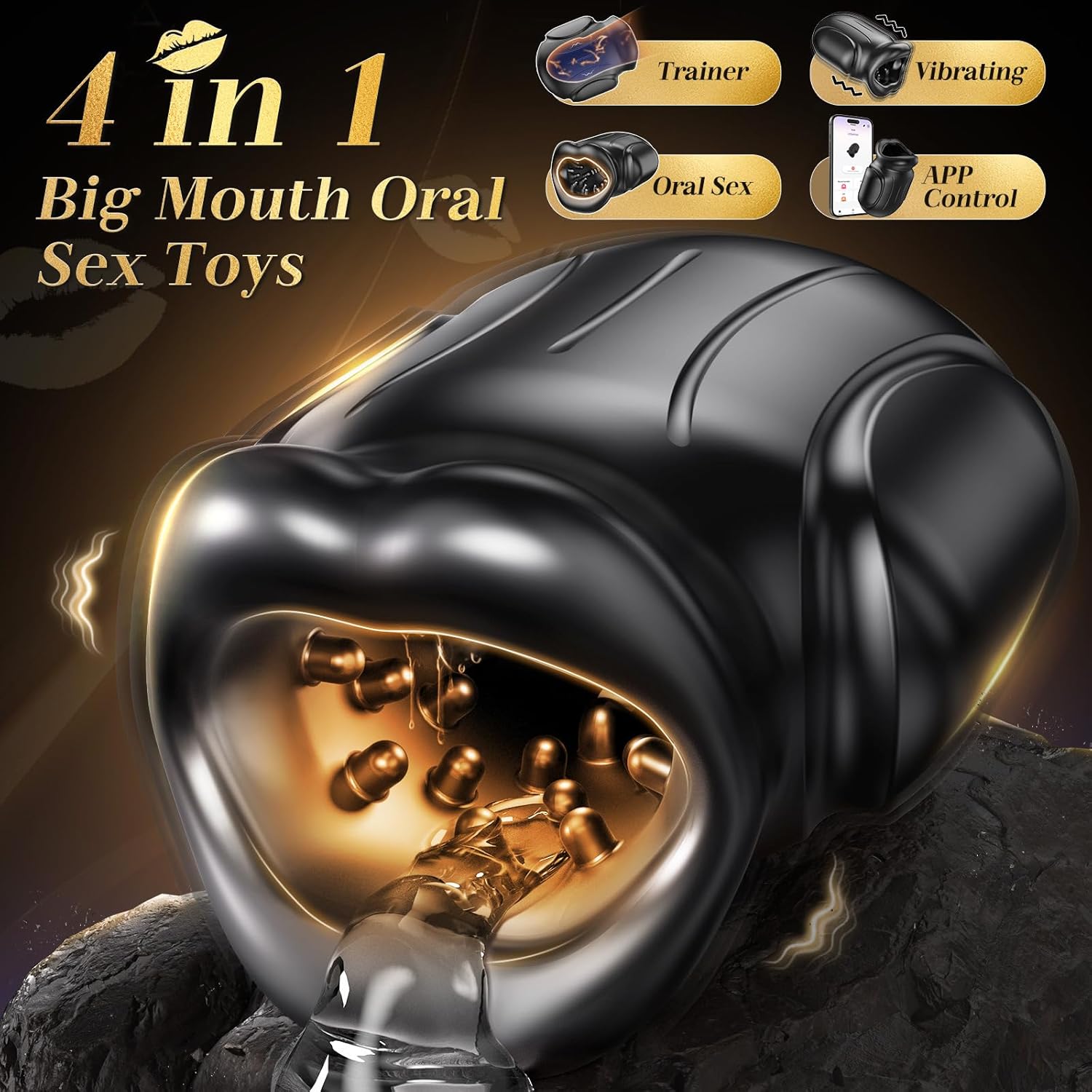 Masturbating for Men Sucking 4-in-1 Masturbating for Men Electric with Mouth-Shaped Mouth Gag Sex Toys Sex Toys Vibrator with 10 Modes – Bild 9