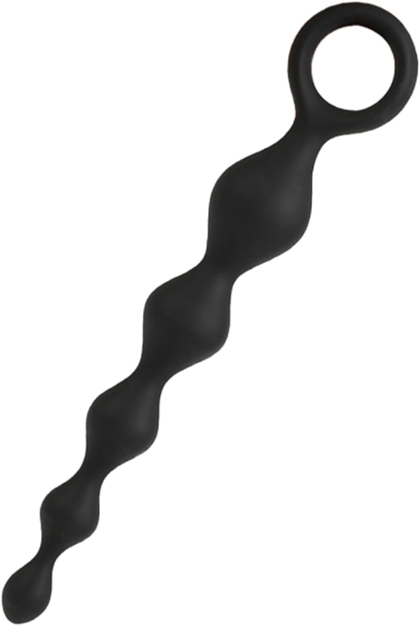 BDSMYOU Chain Plug with 5 Balls Beads + O-Ring, Plug for Men Women Beginners Plug Butt Plug Dildo Spreader Masturbator, Sex Toy Both (S)