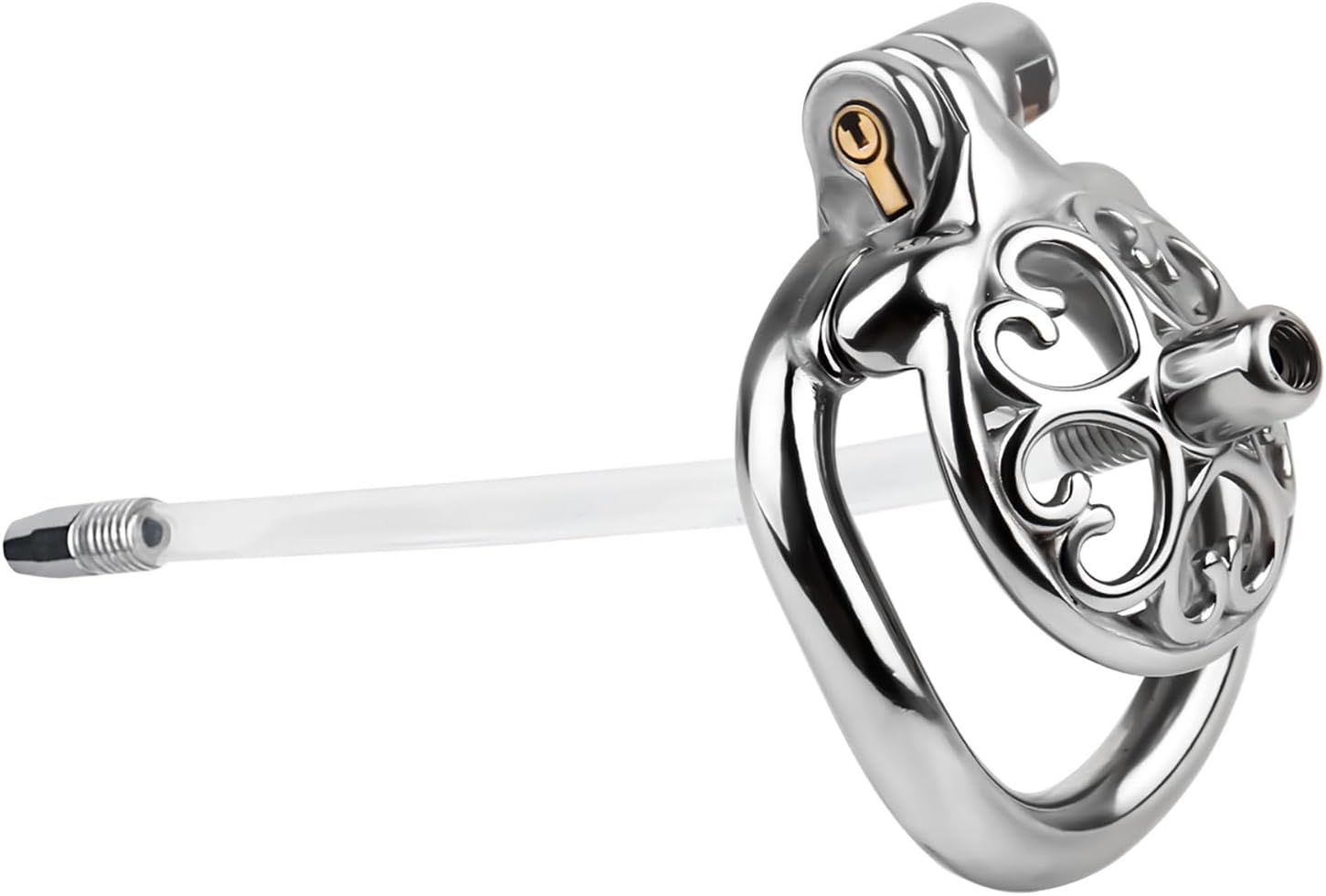 Love Pot Head Chastity Cage Men's Extreme with Urethral Dilator, Chastity Cage Men with Invisible Lock & 2 Keys Cage SM Bondage Sex Toy (Silicone Dilator, 55 mm) – Bild 2