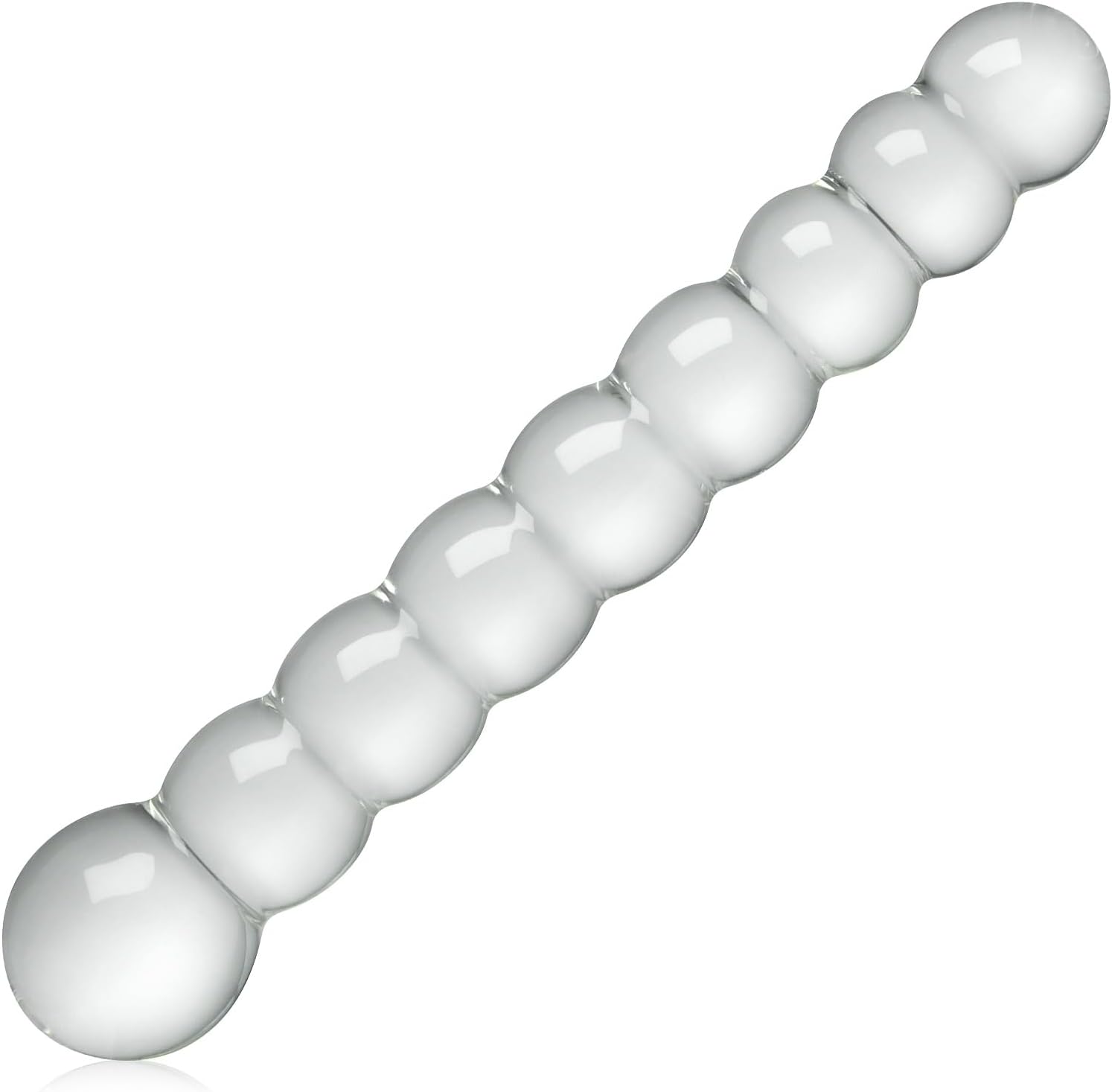 SXOVO Glass Dildo 21.5 cm Balls with 9 Beads Plug Glass Double Dildo for Prostate Massage G-Spot Stimulation Erotic Sex Toy for Men Women Solo Masturbation