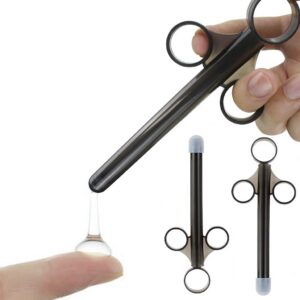 Pack of 2 Lube Tube Syringes Lubricant Applicator Reusable Lubricant Syringe Aid Tools for Men Women Anus and Vagina Cleaning Tools with Traction Ring and Finger Grip