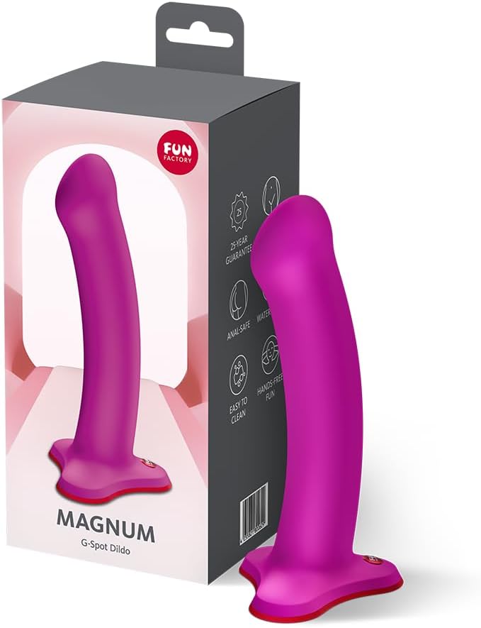 Fun Factory Magnum XXL Silicone Dildo, & Vaginal, Flattened Tip for G-Spot & Prostate, Strap-On Compatible, Dildo with Suction Base