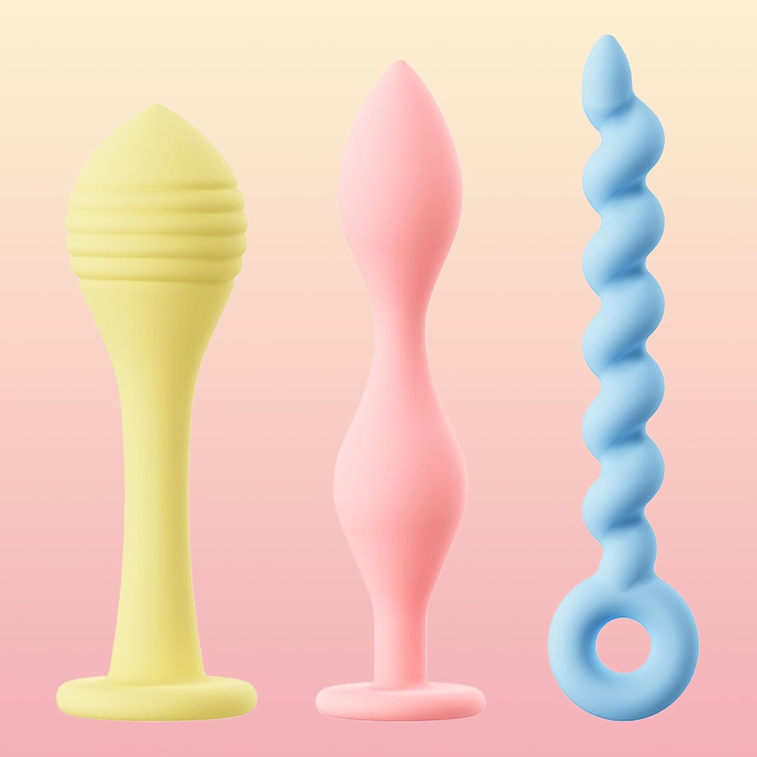 AMZII Set of 3 Plugs Set, Silicone Plug Sex Toy Set, Plug for Women Men, Butt Plug, Balls, Dildo, Butt Plug, Dilator, Butt Shower, Beads, Stretcher (F3) – Bild 7