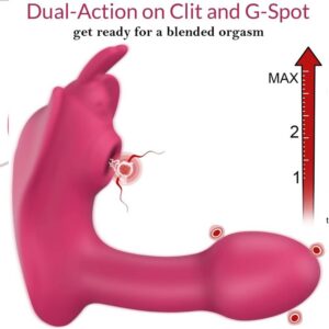 Linman Dildo Vibrator Sex Spielzeug für die Frau Rabbit G Punkt Vibratoren mit 10 Klitoris Saugtechnik mit 10 VibrationModi Fernbedienung Wearable Vibrator SexSexspielzeug für Frauen Paare (pink)