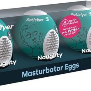 Satisfyer Masturbator Egg Sex Toy for Men Flexible Shaped Structure for Ultimate Pleasure Realistic Feel Hydroactive TPE No Lubricant Required Pocket Pussy Naughty Pack of 3