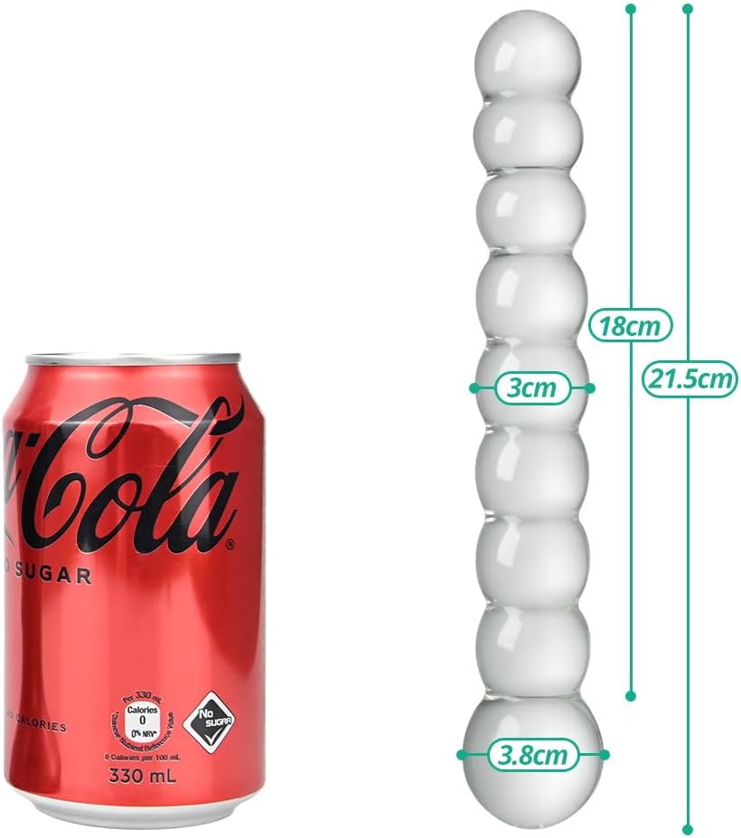 SXOVO Glass Dildo 21.5 cm Balls with 9 Beads Plug Glass Double Dildo for Prostate Massage G-Spot Stimulation Erotic Sex Toy for Men Women Solo Masturbation – Bild 3