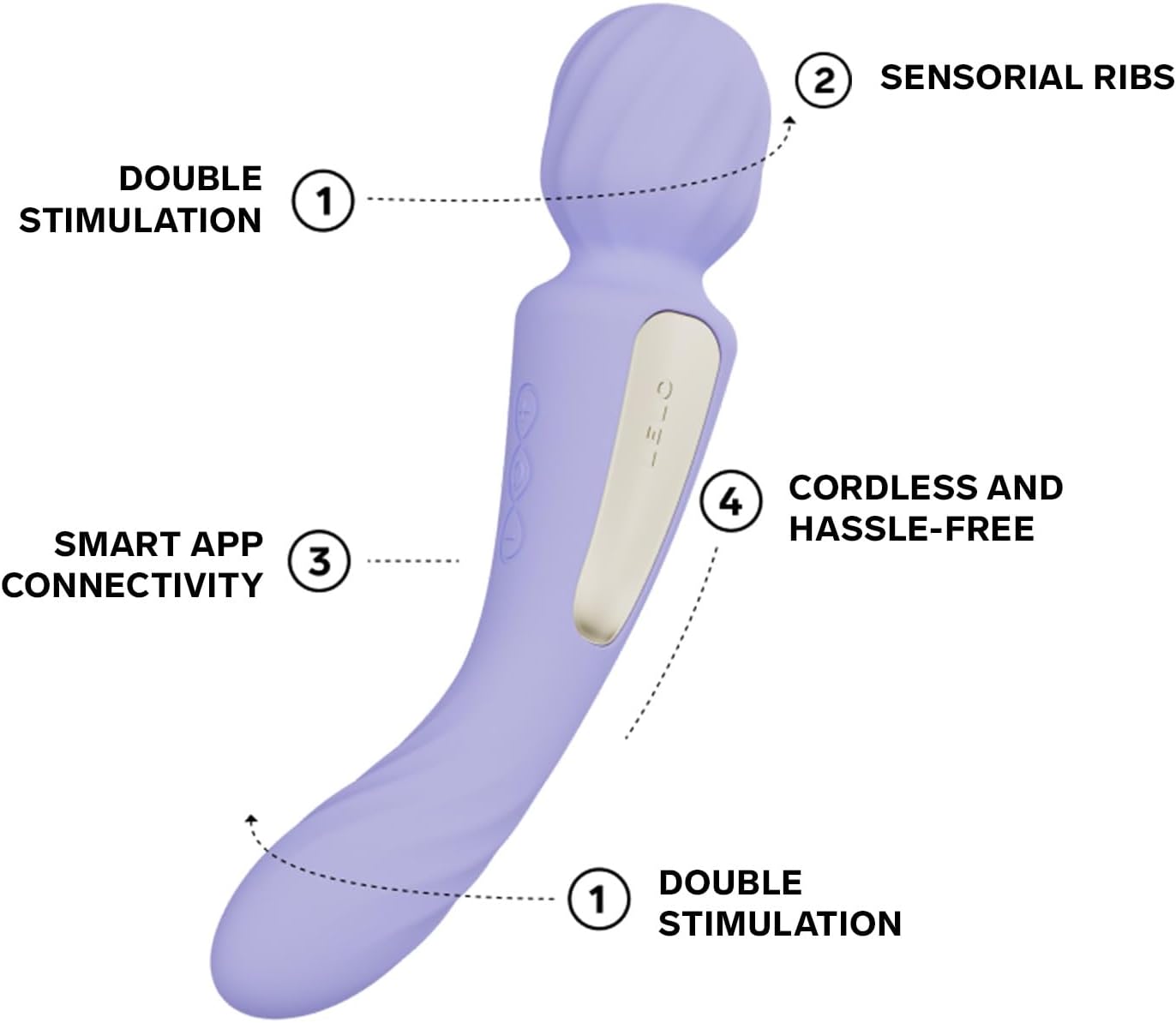 LELO Switch Massage Wand Sex Toy for Women with Bluetooth App and 12 Pleasure Settings, Dildo Vibrator, Vibrator Sets for Women Clitoris Sex Toy Woman, Sex Toy, Double Vibrator (Lilac) – Bild 4