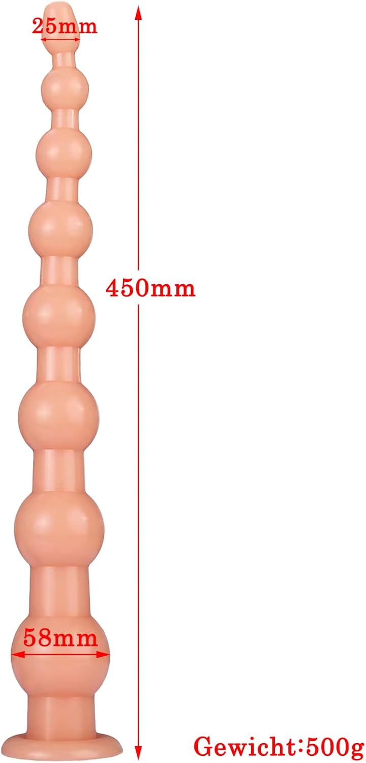 BDSMAGE 45 cm Large Plug, Giant Butt Plug, Dildo, XXL Toys, Stretcher, Bead Dilo Tail, Expander with Suction Cup, Erotic Sex Toy from 18 for Couples, Women, Men (Skin Colour) – Bild 8
