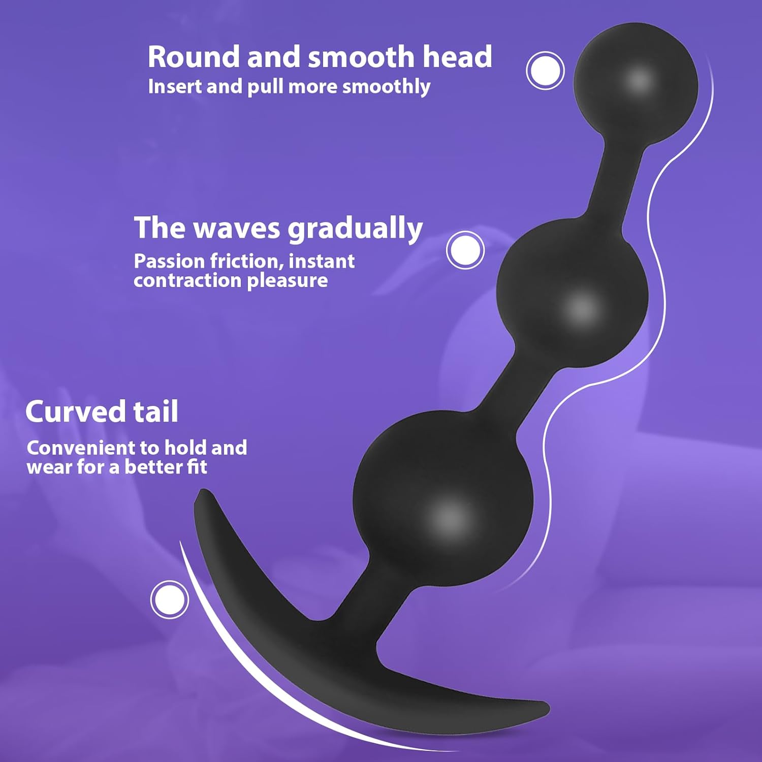 BDSMJOY Balls Silicone, Plug Chain with Beads, Stretcher Expander Dildo Tail for Women, Hook Toys for Couples Women Men Extreme Sex (S) – Bild 6