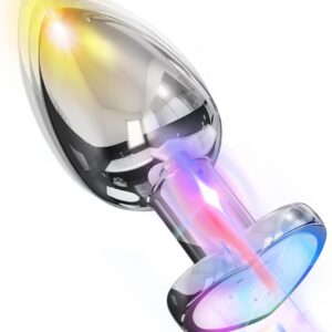 AMAZBEE Male Vibrators for Prostate Stimulation Stainless Steel Butt Plug with Remote Control Electric Plug Vibrator for Women (M)