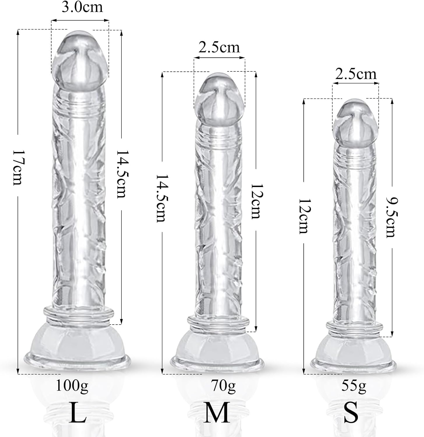 Set of 3, Dildo Set, Men's Dildo, Small, Sex Toy Set Men Women, Dildo Dildo with Dildo Suction Cup, Plug for Men Women Beginners, Dildos Sex Toy Both S + M + L – Bild 7
