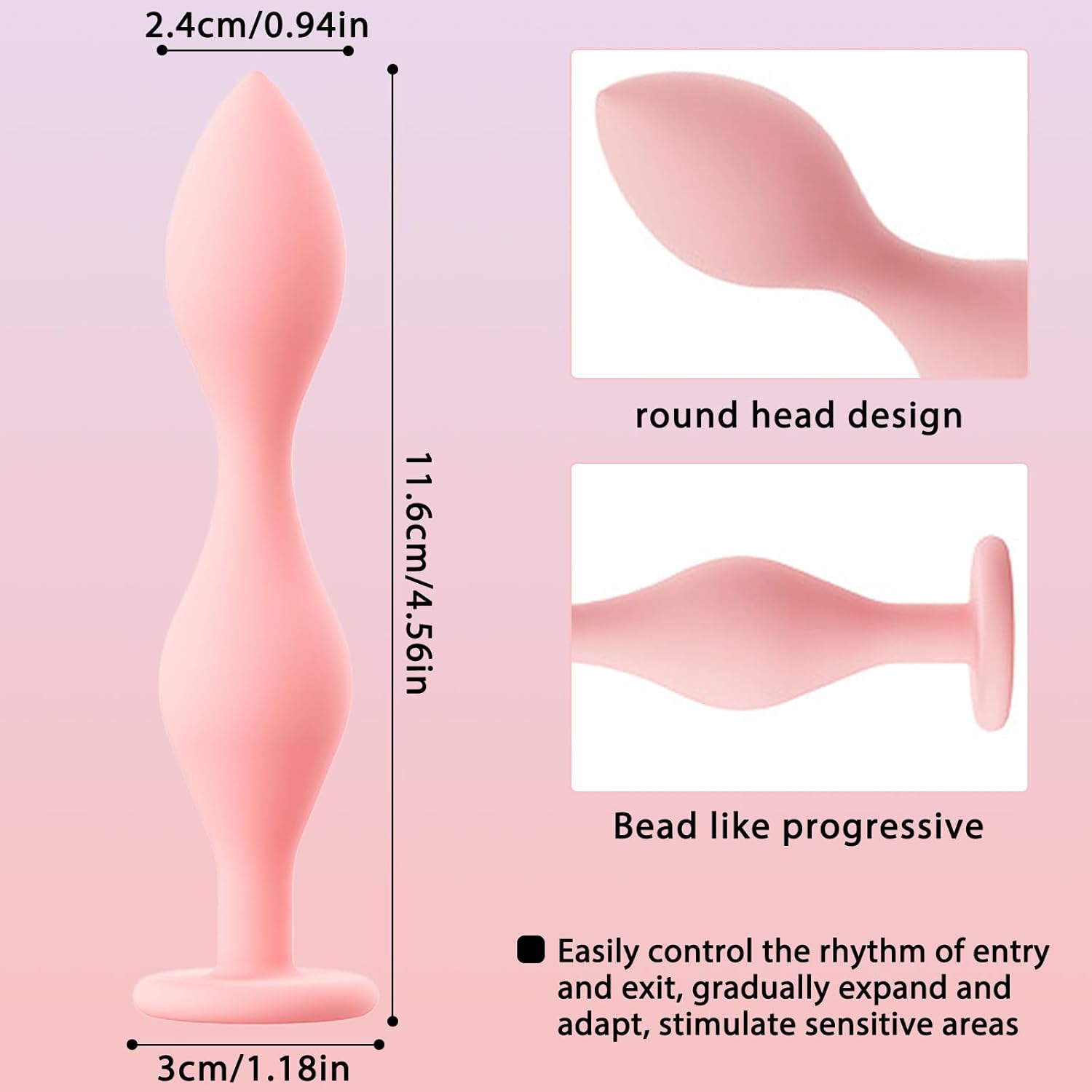 AMZII Set of 3 Plugs Set, Silicone Plug Sex Toy Set, Plug for Women Men, Butt Plug, Balls, Dildo, Butt Plug, Dilator, Butt Shower, Beads, Stretcher (F3) – Bild 4
