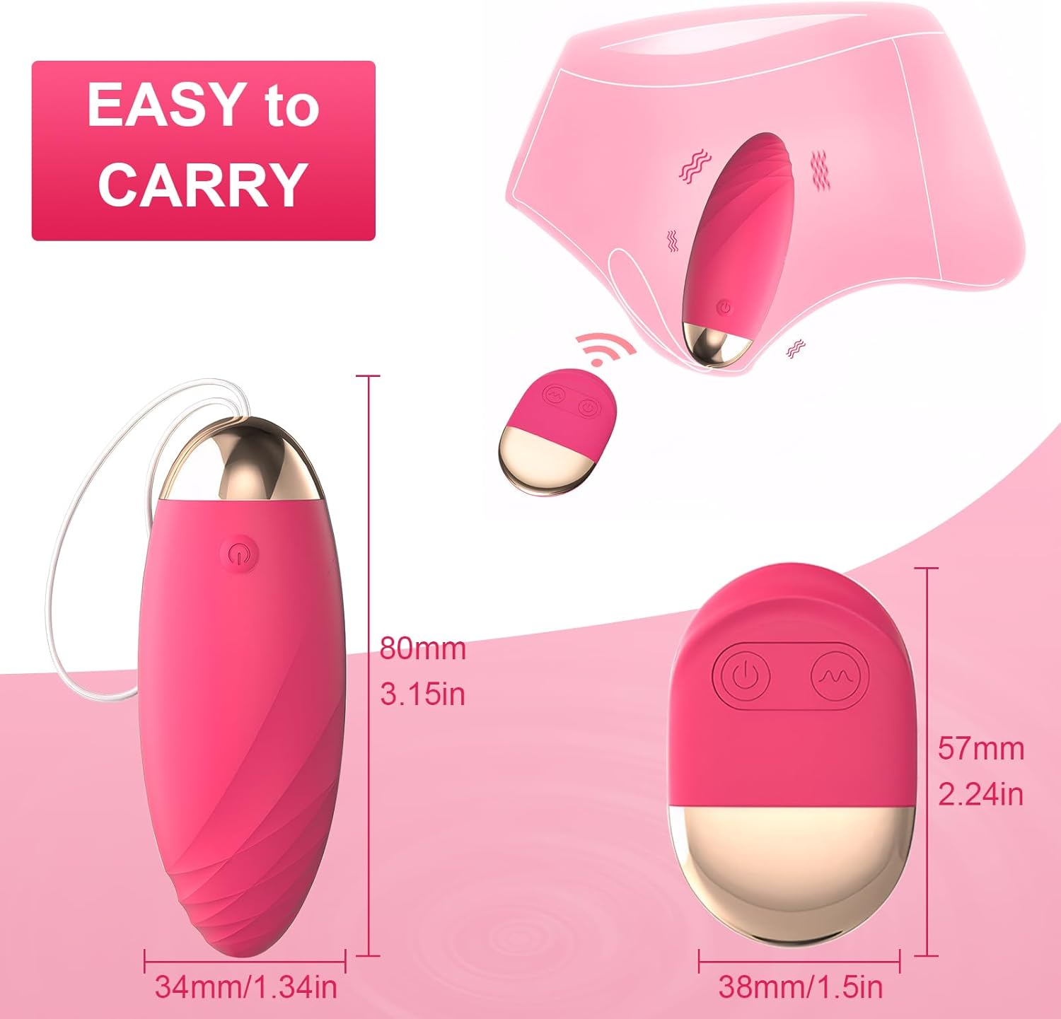 Qoosea Bullet Vibrators for Women, Love Balls, Sex Toys, Vibrating Eggs, Waterproof G-Spot Vibrator with 10 Adjustable Vibration Modes, Adult Sex Vibro Egg, Erotic Sex Toy for Couples – Bild 6