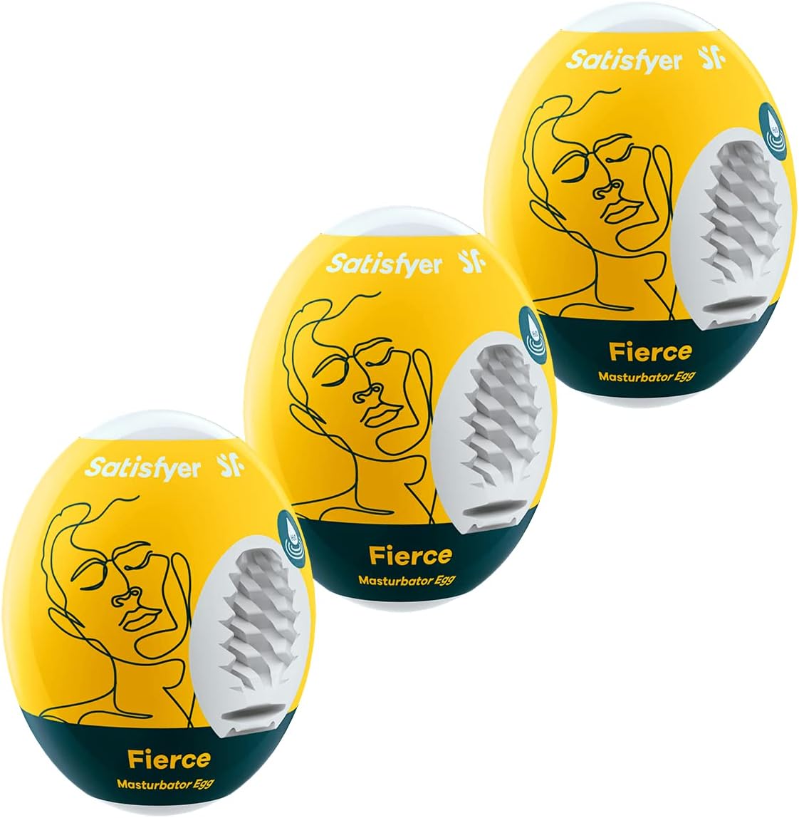 Satisfyer Masturbator Egg Sex Toy for Men Flexible Shaped Structure for Ultimate Pleasure Realistic Feel Hydroactive TPE No Lubricant Required Pocket Pussy Fierce Pack of 3