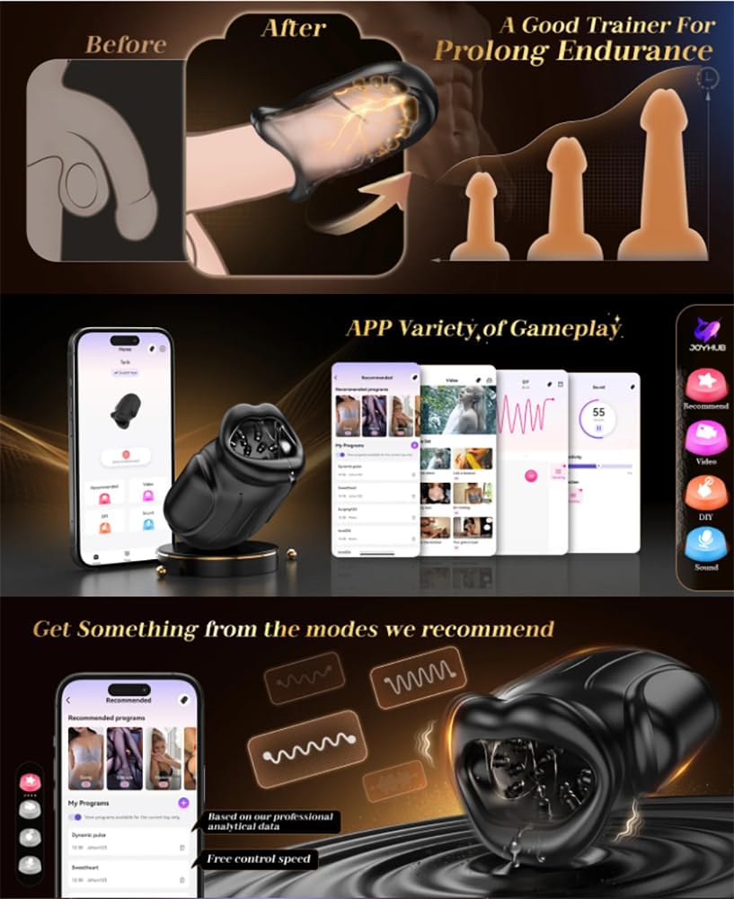 Masturbating for Men Sucking 4-in-1 Masturbating for Men Electric with Mouth-Shaped Mouth Gag Sex Toys Sex Toys Vibrator with 10 Modes – Bild 7
