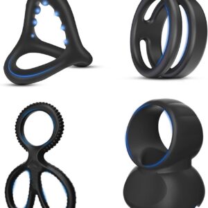 2023 Ring, Stretchable Silicone Cock Ring, Testicle Rings, Set of 4, Liquid Silicone Ring, Case, Cock Rings, Extreme Silicone Sleeve, Sex Toy for Couples, Extreme Sex,