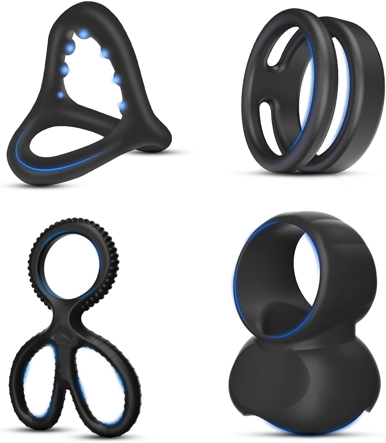 2023 Ring, Stretchable Silicone Cock Ring, Testicle Rings, Set of 4, Liquid Silicone Ring, Case, Cock Rings, Extreme Silicone Sleeve, Sex Toy for Couples, Extreme Sex,
