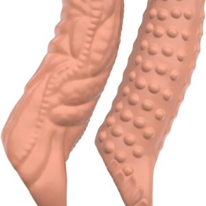 AMZII Set of 2 Sleeve Dildo Sleeves with Non-Slip Testicle Rings Ring Foreskin Retention Glans Ring Cock Ring Extender for Enlargement (D)
