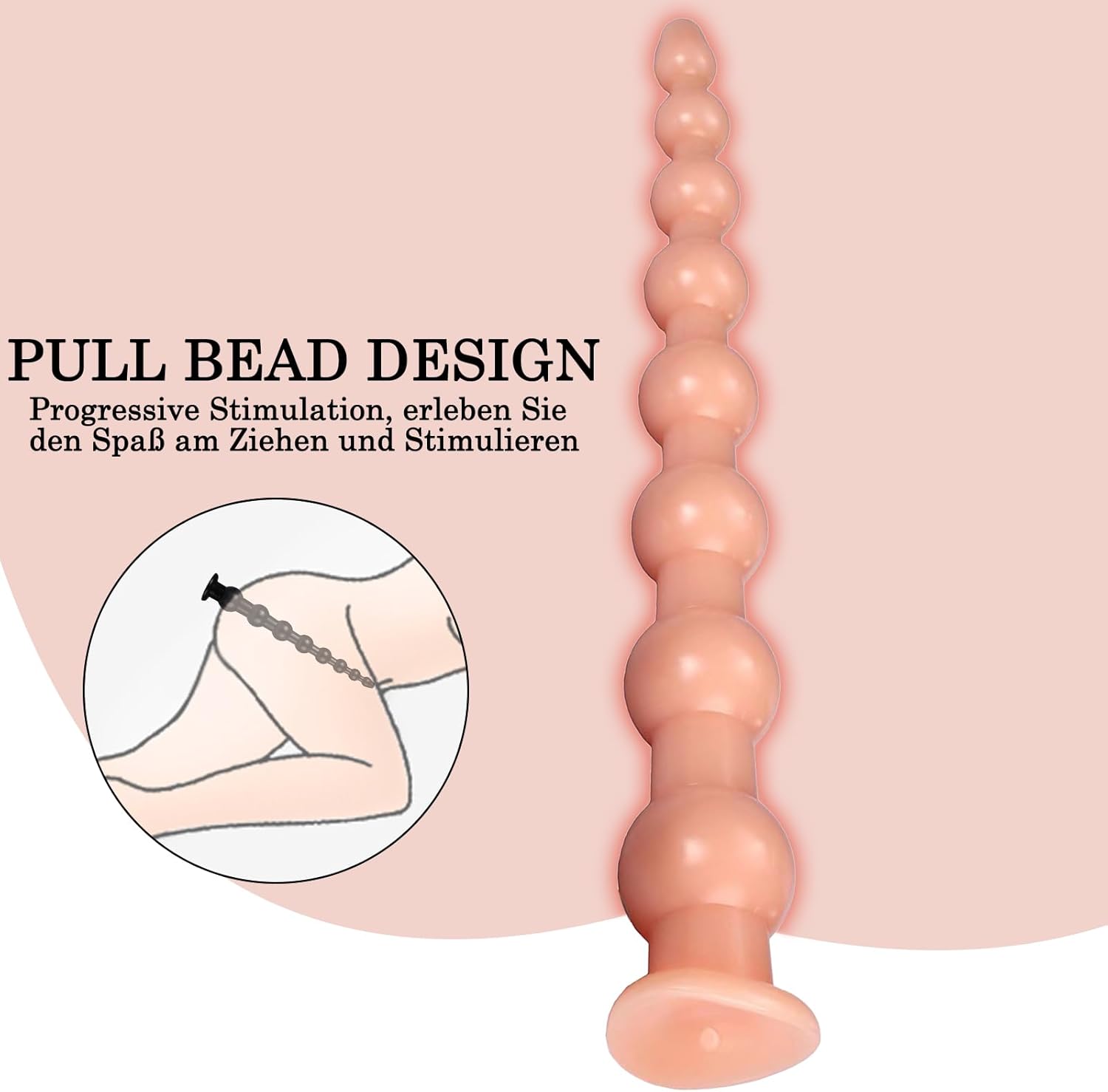 BDSMAGE 45 cm Large Plug, Giant Butt Plug, Dildo, XXL Toys, Stretcher, Bead Dilo Tail, Expander with Suction Cup, Erotic Sex Toy from 18 for Couples, Women, Men (Skin Colour) – Bild 2