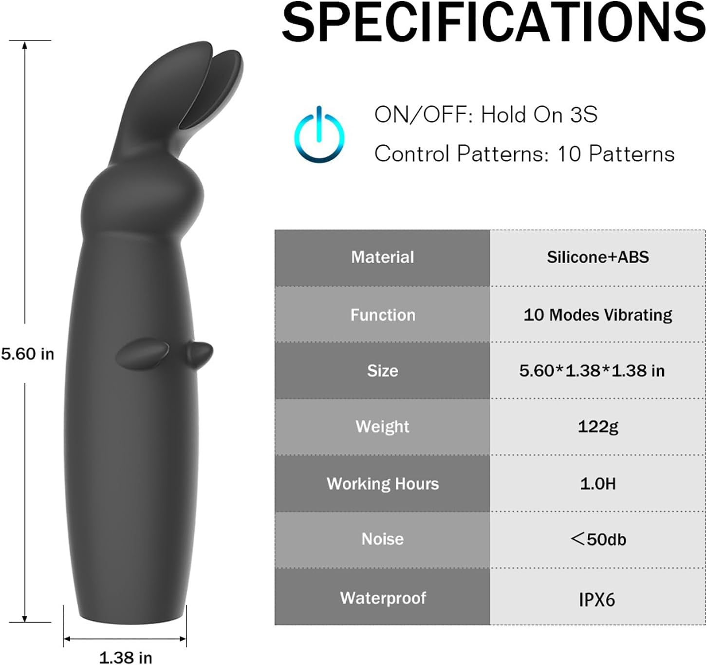 Linman Rabbit Massager Vibrator Sex Toy for Couples, Vibro Clitoris Masturbator, 10 Vibration Modes, Pleasure Tools, SM G Point Stimulator Sex Toy, for Women, Men, Couples, Erotic Adult Suplies – Bild 2