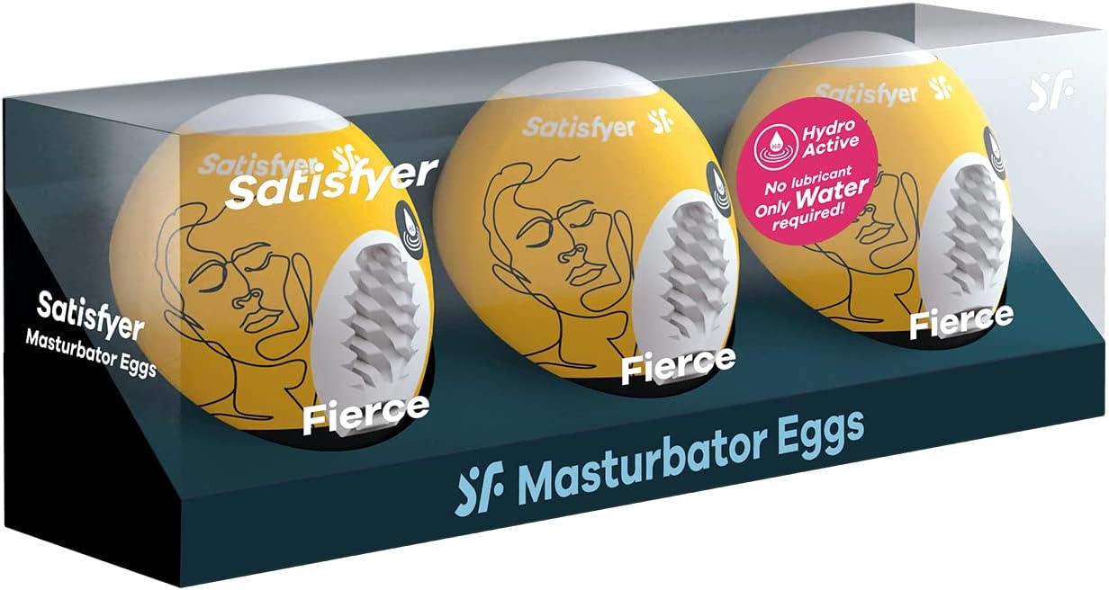 Satisfyer Masturbator Egg Sex Toy for Men Flexible Shaped Structure for Ultimate Pleasure Realistic Feel Hydroactive TPE No Lubricant Required Pocket Pussy Fierce Pack of 3 – Bild 4