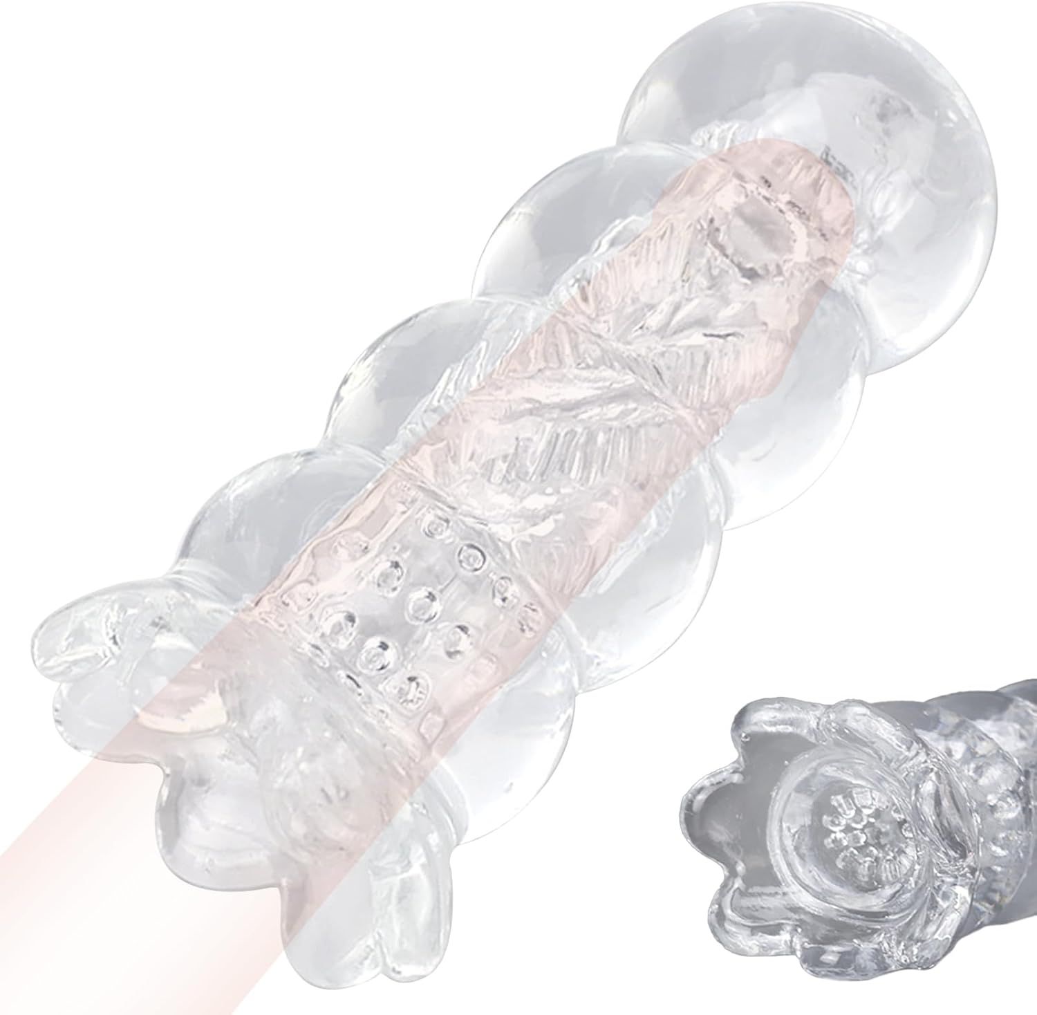 AMZII Manual Masturbator Cup Masturbating for Men, Masturbators Pocket Pussy Sex Toy for Men Solo, Pocket Pussy with 3D Vagina Love Tunnel Sleeve Training Device (Transparent)