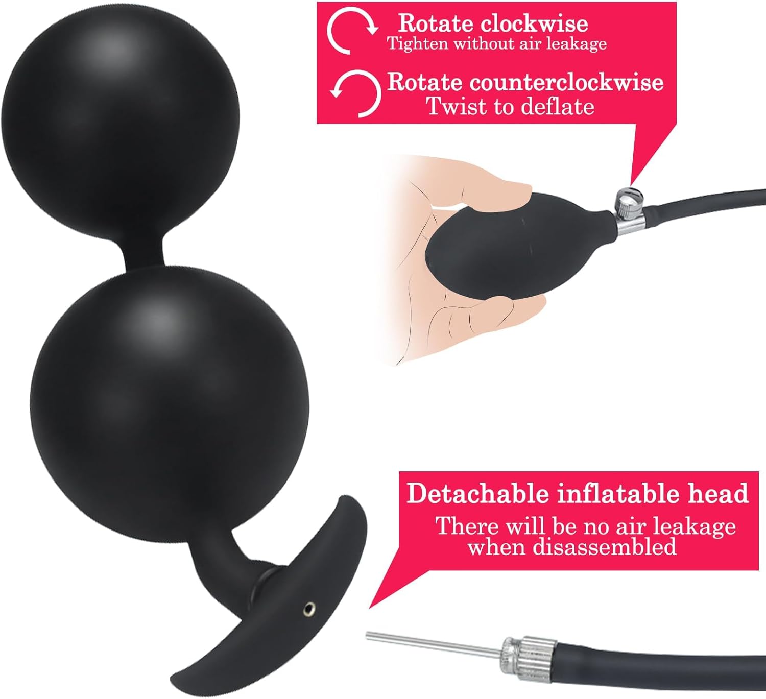 6-Piece Plug Set, Inflatable Plug with Pump and 2 Balls, Butt Plug Dildo, Dildo XXL, Giant Dildo Butt Plug, Spreader, Beads Chain Toys, Toy Masturbator – Bild 4