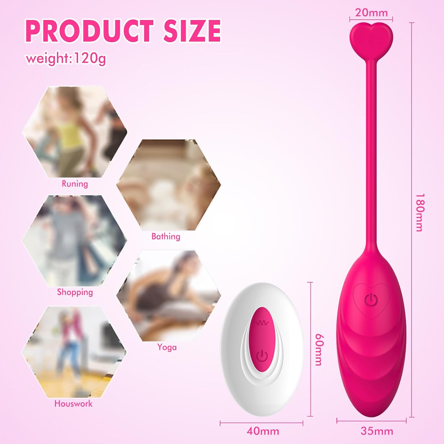 Vibrating Egg with 10 Modes for Women, Mini Vibrator with Remote Control, Love Balls, Erotic Sex Toy Set, Women's Bullet Vibrators for Her Clitoris and G-Spot (Red) – Bild 5