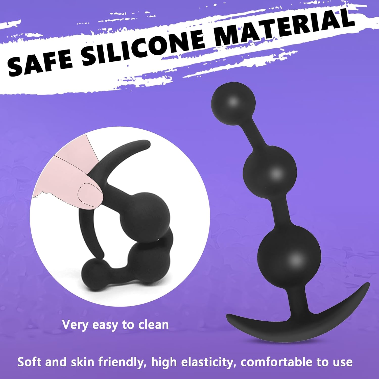 BDSMJOY Balls Silicone, Plug Chain with Beads, Stretcher Expander Dildo Tail for Women, Hook Toys for Couples Women Men Extreme Sex (S) – Bild 5