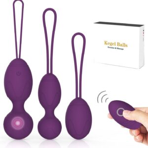 Pelvic Floor Trainer for Women with Remote Control, Cone Ball Kit, Multi Mode Pelvic Trainer, Silicone Exercise Balls for Bladder Control and Pelvic Floor Exercises (Purple)