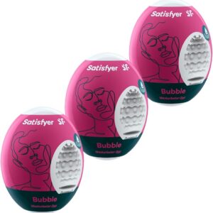 Satisfyer Masturbator Egg Sex Toy for Men Flexible Shaped Structure for Ultimate Pleasure Realistic Feel Hydroactive TPE No Lubricant Required Pocket Pussy Bubble Pack of 3