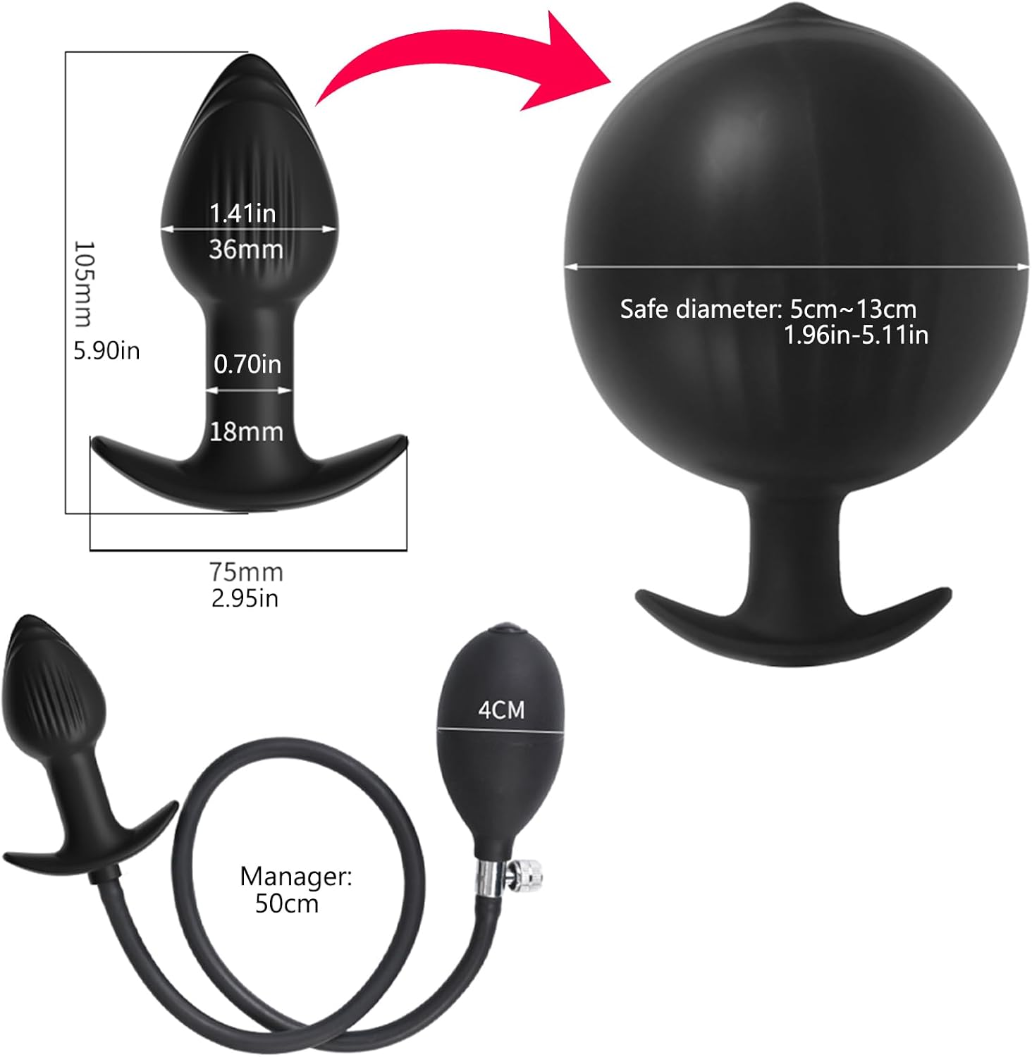 6.0 Inflatable Plug with Magnetic Suction Pump, Removable, Giant Dildo, Plug, Stretcher, Butt Plug, Plug for Women, Men, XXL, Balls, Butt Plug, Butt Plug, Butt – Bild 7