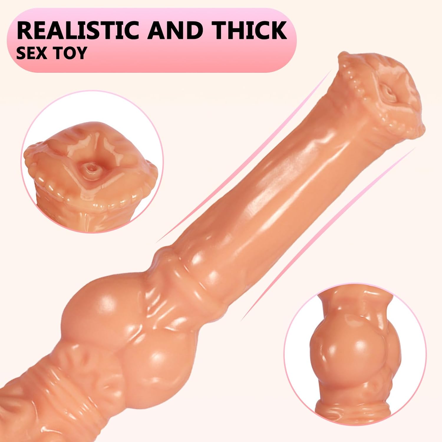 Giant Dilo Tail Classic Dildos with Suction Cup - 30 cm XXL Plug Dildo Large with Knot Balls and Suction Cup, Dilos Men, Butt Plug Plug Sex Toy for Men Women Couples (XL) – Bild 4
