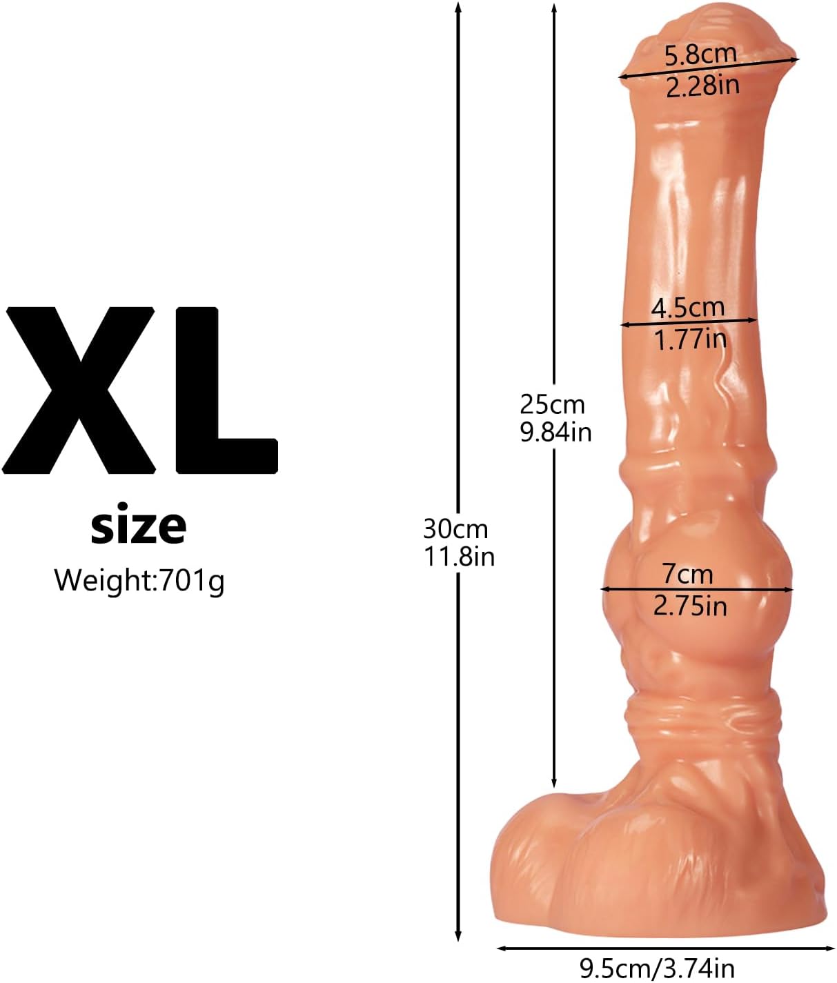 Giant Dilo Tail Classic Dildos with Suction Cup - 30 cm XXL Plug Dildo Large with Knot Balls and Suction Cup, Dilos Men, Butt Plug Plug Sex Toy for Men Women Couples (XL) – Bild 2