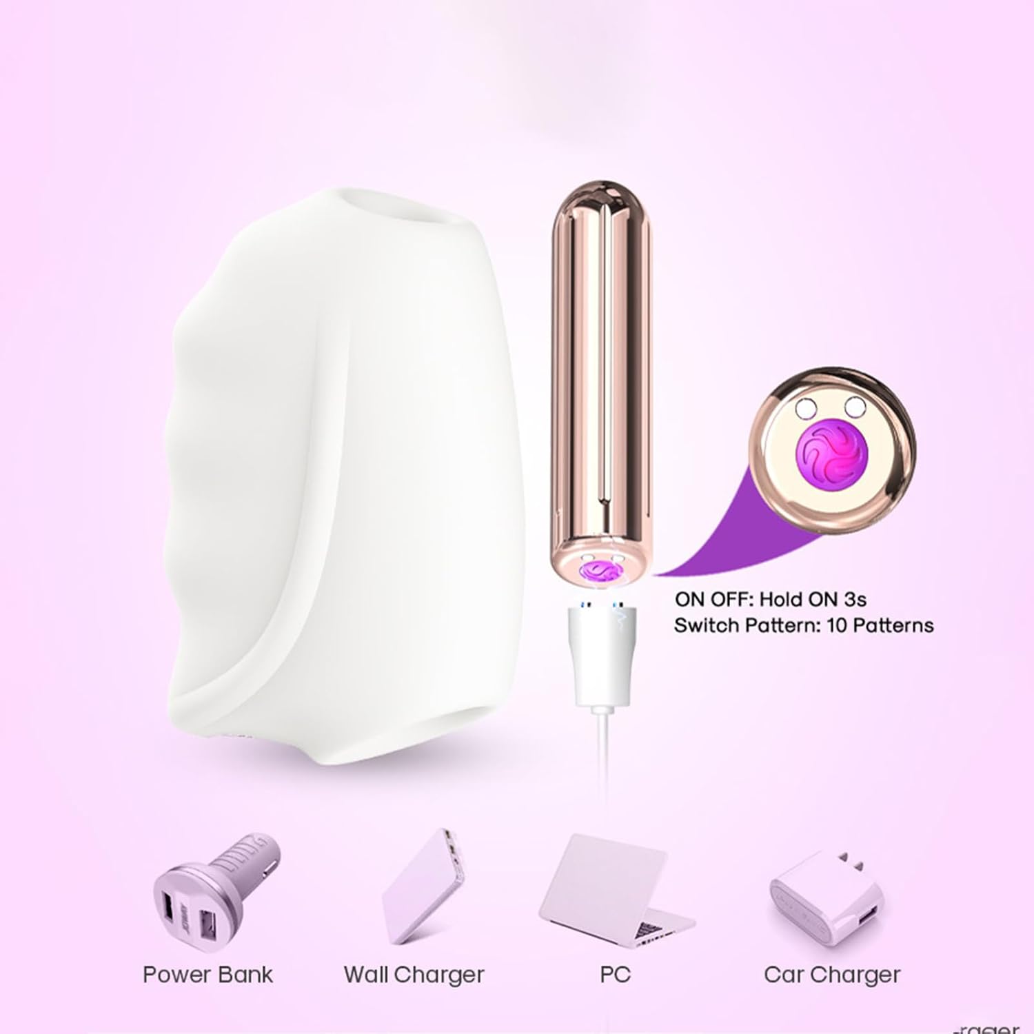 Electric Masturbator for Men, 9 Vibration Modes + Built-in 3D Concave Texture Design, Masturbator, Masturbation Sex Toy for Men (White) – Bild 5