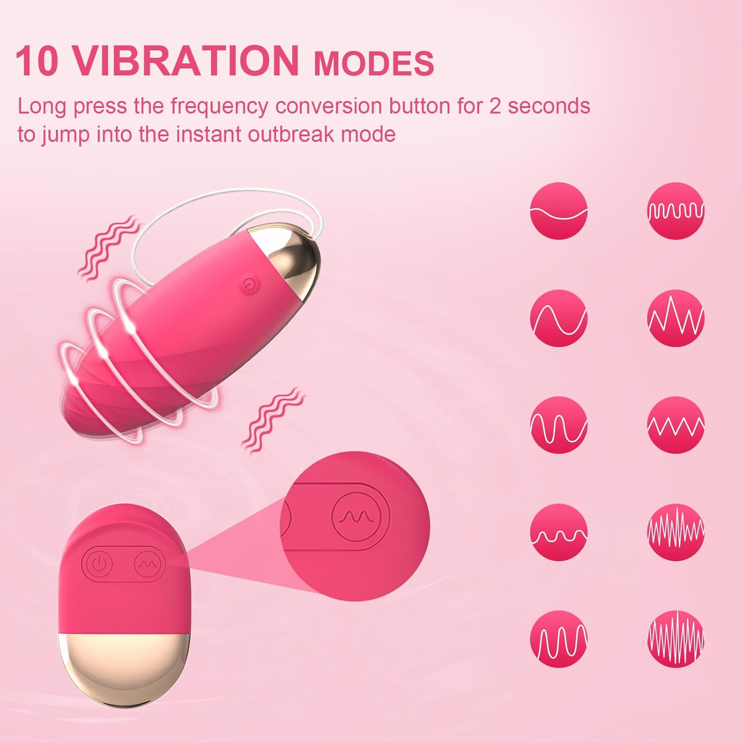 Qoosea Bullet Vibrators for Women, Love Balls, Sex Toys, Vibrating Eggs, Waterproof G-Spot Vibrator with 10 Adjustable Vibration Modes, Adult Sex Vibro Egg, Erotic Sex Toy for Couples – Bild 2