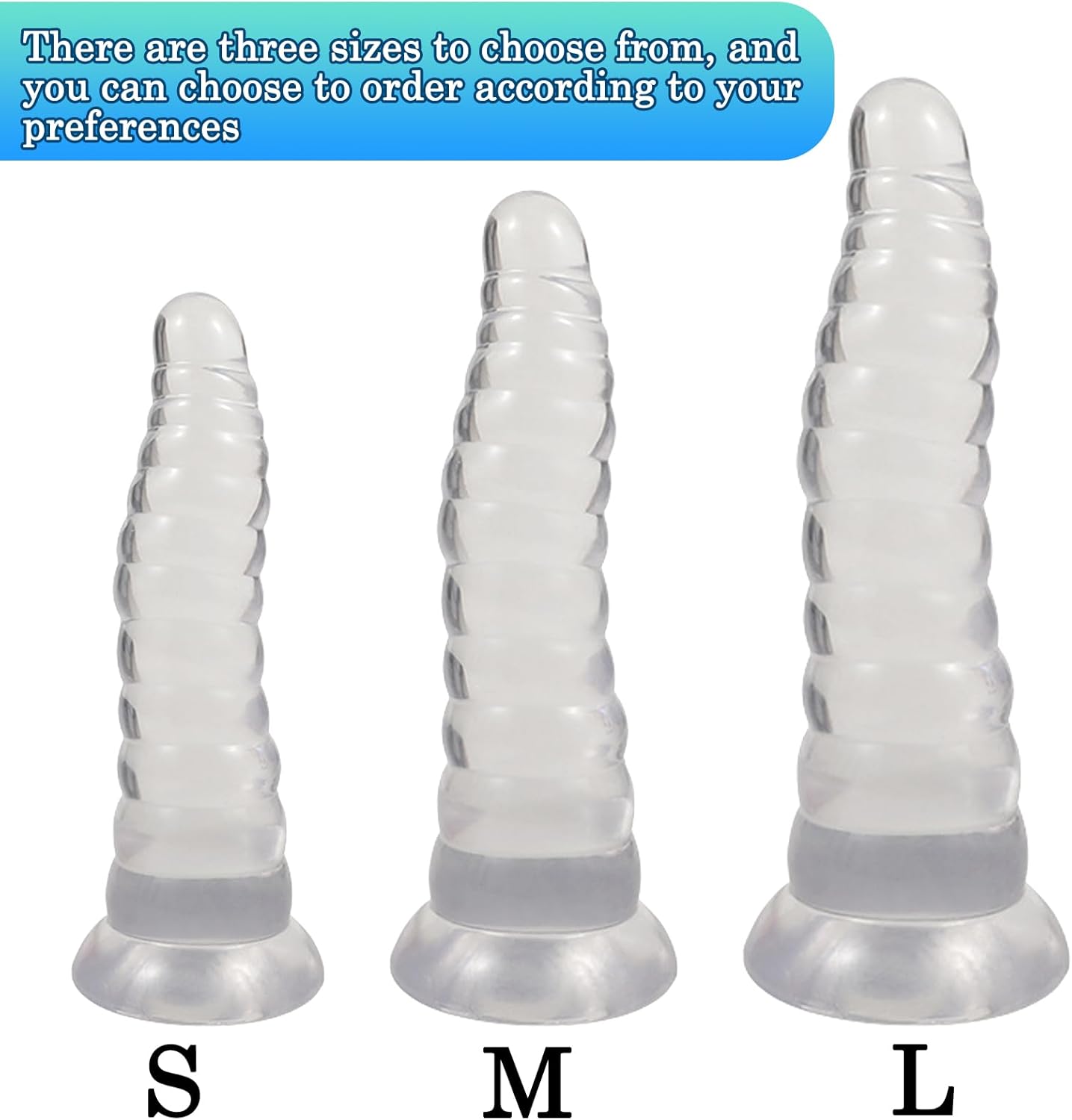 BDSMYOU Dilo Tail for Women Men, Caterpillar Plugs, Toys with Dildo Suction Cup, Plug Beginners, Plug Butt Giant Large Dilos Men (L, 216 mm), Transparent, 3 Sizes – Bild 4