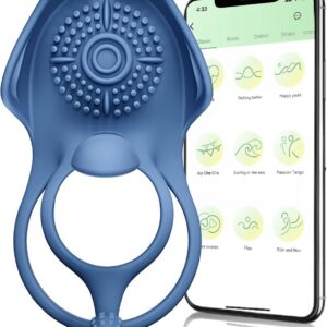 App Ring Vibrator for Couples, Extreme Rings, Erotic Sex Toy with 5 Vibration Modes, Sex Toys for Men, Dual Cock Ring, Sex Toy for Clitoris, Masturbating