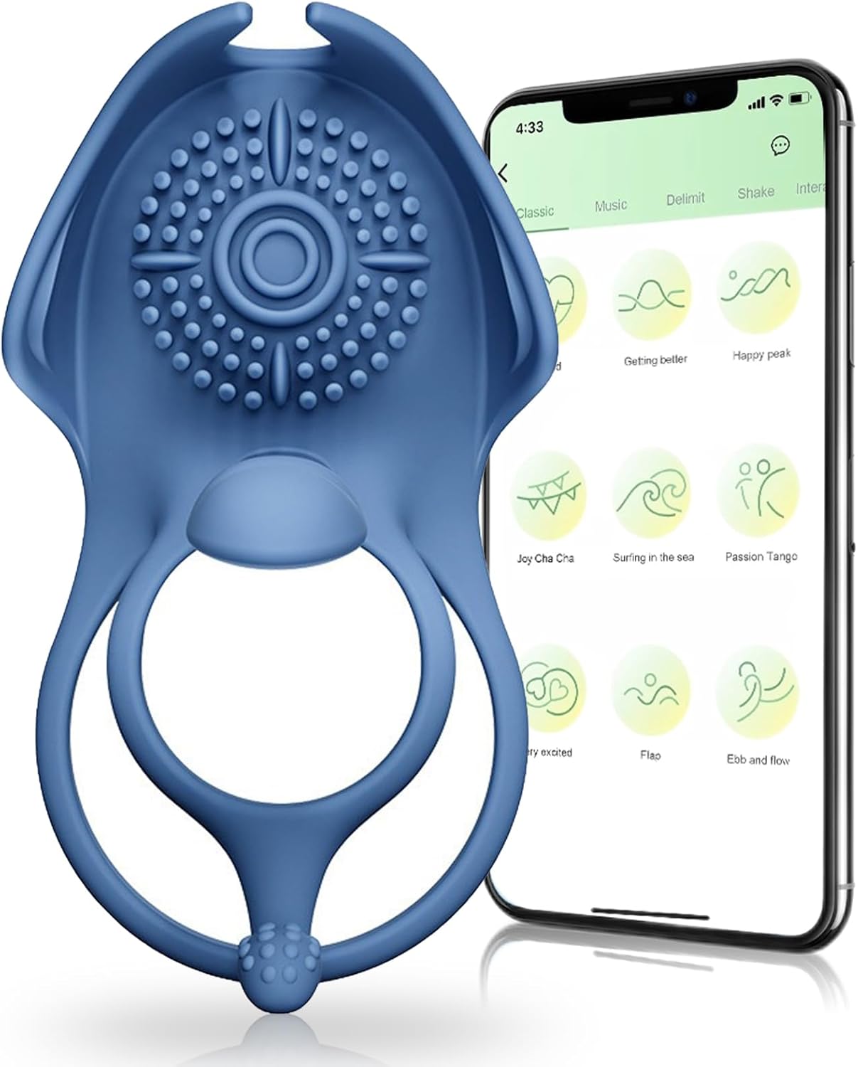 App Ring Vibrator for Couples, Extreme Rings, Erotic Sex Toy with 5 Vibration Modes, Sex Toys for Men, Dual Cock Ring, Sex Toy for Clitoris, Masturbating