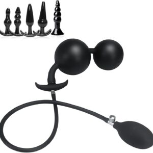 6-Piece Plug Set, Inflatable Plug with Pump and 2 Balls, Butt Plug Dildo, Dildo XXL, Giant Dildo Butt Plug, Spreader, Beads Chain Toys, Toy Masturbator