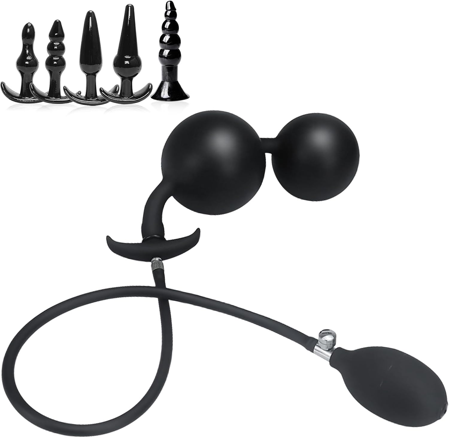 6-Piece Plug Set, Inflatable Plug with Pump and 2 Balls, Butt Plug Dildo, Dildo XXL, Giant Dildo Butt Plug, Spreader, Beads Chain Toys, Toy Masturbator
