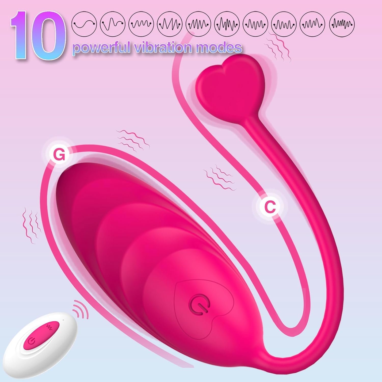 Vibrating Egg with 10 Modes for Women, Mini Vibrator with Remote Control, Love Balls, Erotic Sex Toy Set, Women's Bullet Vibrators for Her Clitoris and G-Spot (Red) – Bild 2