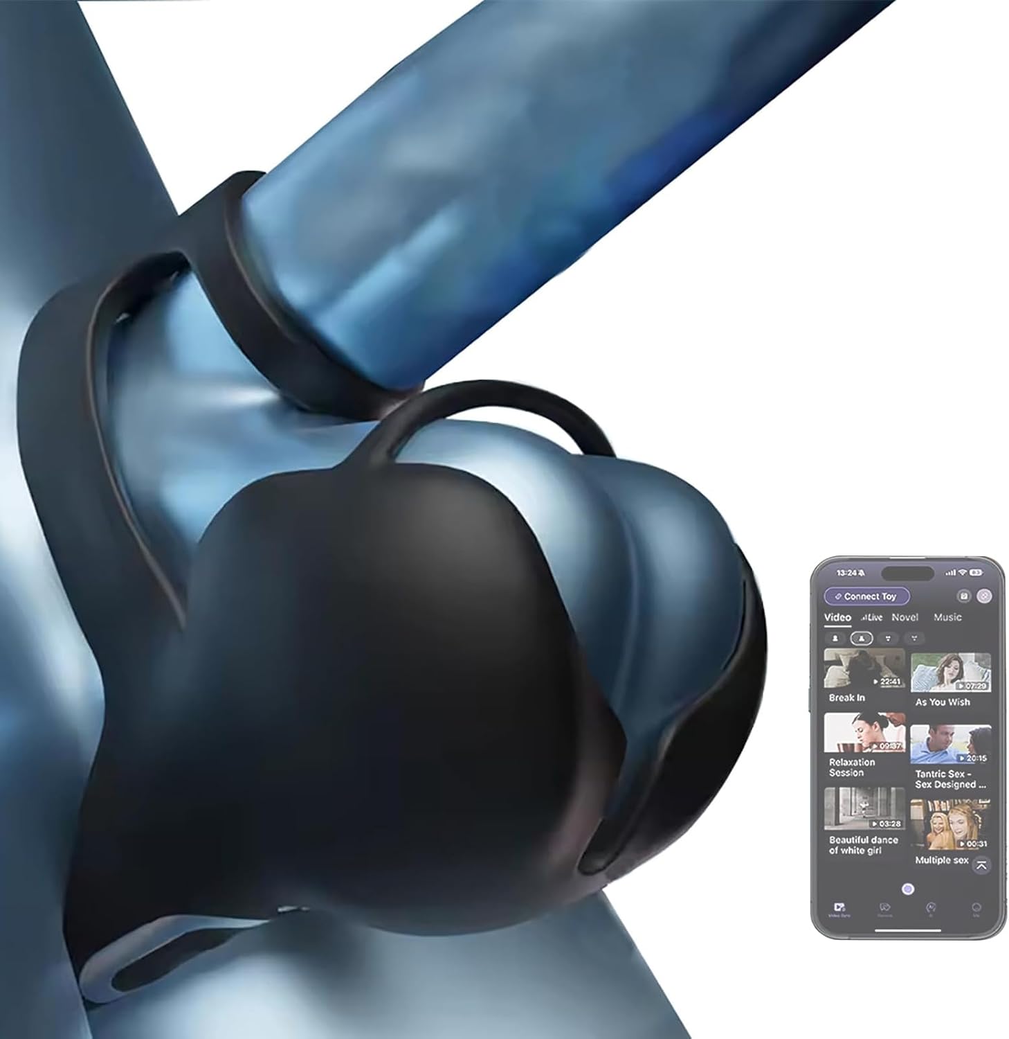 3-in-1 App Vibrator Ring Cock Ring Testicle Rings Couple Vibrator Vibrating Delayed Ejaculation Long Lasting Crystal Ring Vibrator Adult Sex Toy for Couples Men